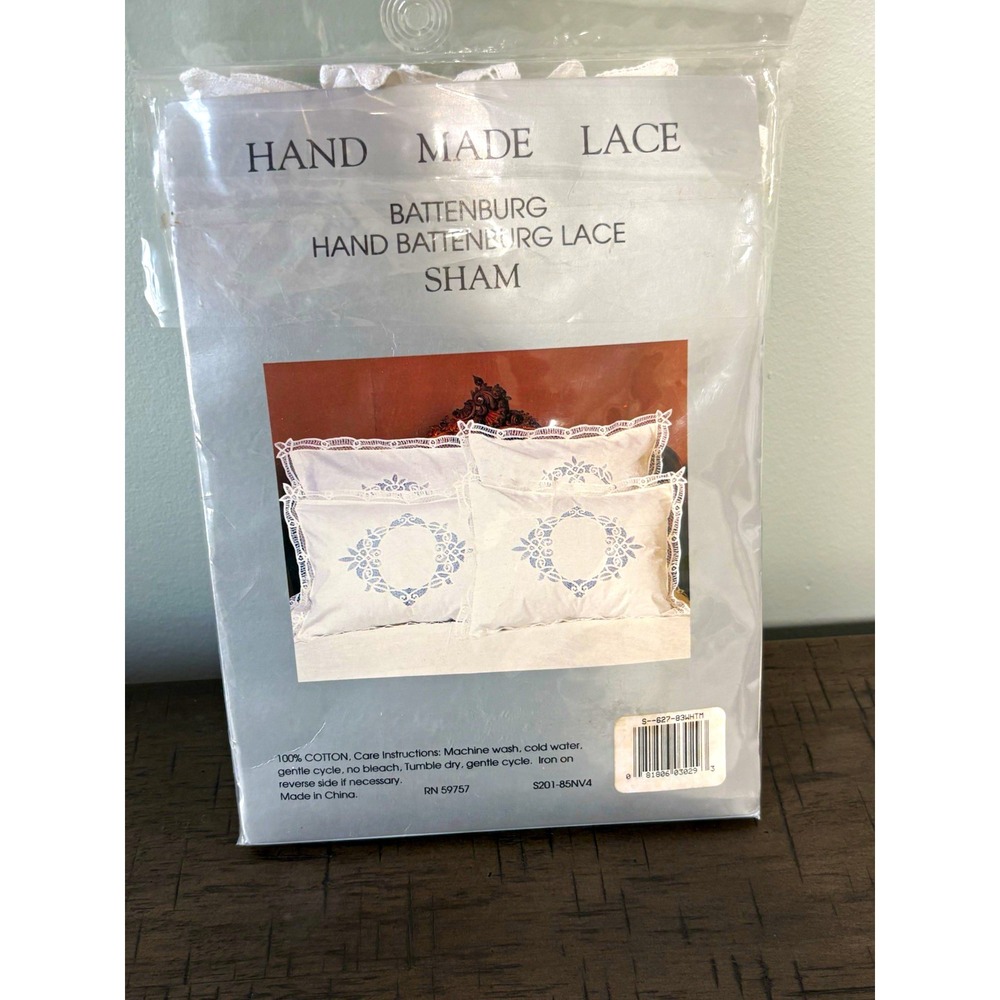 Battenburg Vintage Lace Pillow Sham White Standard 21x27 Floral 100% Cotton 1 Pc